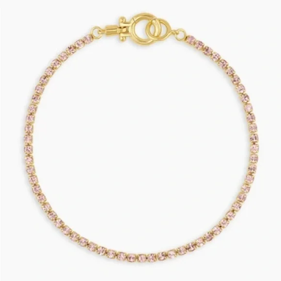Gorjana 18k Gold Plated Brass Blush Pink Crystals Lexi Bracelet Womens Jewelry - Picture 1 of 8